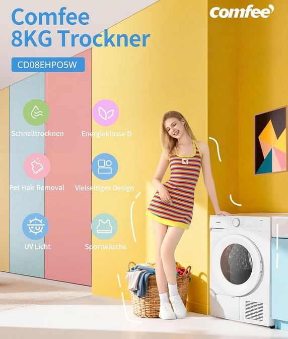 💨 Comfee Wärmepumpentrockner, 8kg für 382,49€ (statt 450€)