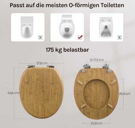 🚽 Woltu Premium WC Toilettensitz in Bambus Optik für 32,29€ (statt 40€)