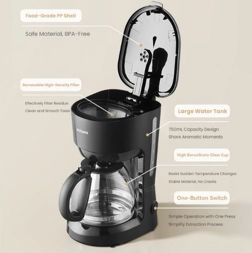 ☕ ochama Filter Kaffeemaschine mit Kanne für 3,99€ (statt 13€)