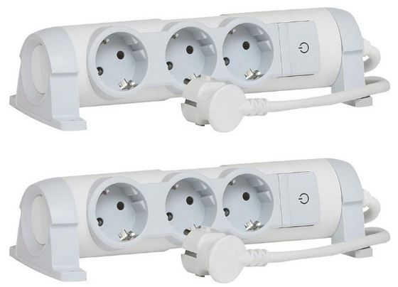 🔌 2er Set Legrand 3 Fach Steckdosenleiste, Drehbar + Schalter für 14,99€ (statt 30€)