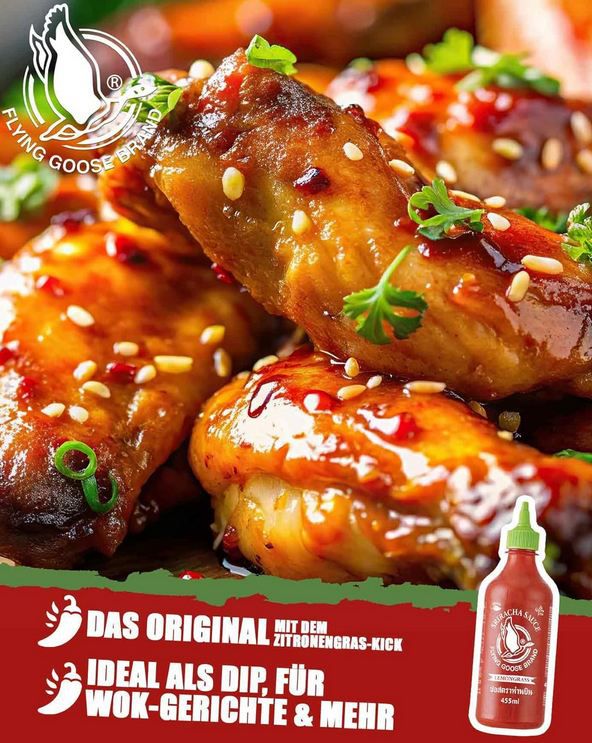 🌶️ Flying Goose Sriracha Chilisauce mit Zitronengras, 455ml ab 3,73€ (statt 6€)