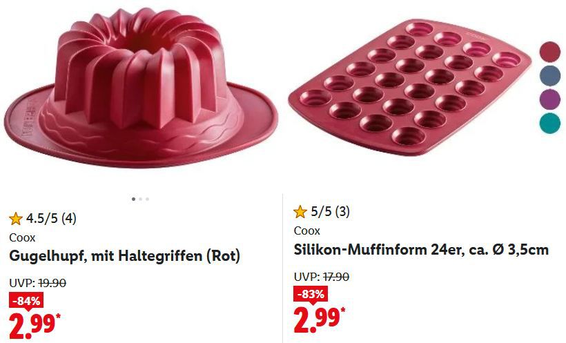 🤔 Fehler? 🍰 Coox Silikon Backformen ab 0,99€ (statt 10€)