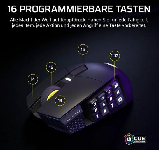 🖱️ Corsair Scimitar Elite Wireless SE MMO Gaming Maus für 109,99€ (statt 137€)