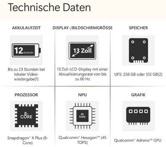 💻 Microsoft Surface 13 Laptop mit Snapdragon X Plus, 16GB/512GB für 888€ (statt 949€)