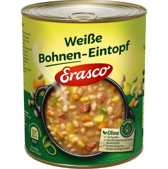 🍲 Erasco Weiße Bohnen-Eintopf, 800g ab 2,37€ (statt 3,28€)