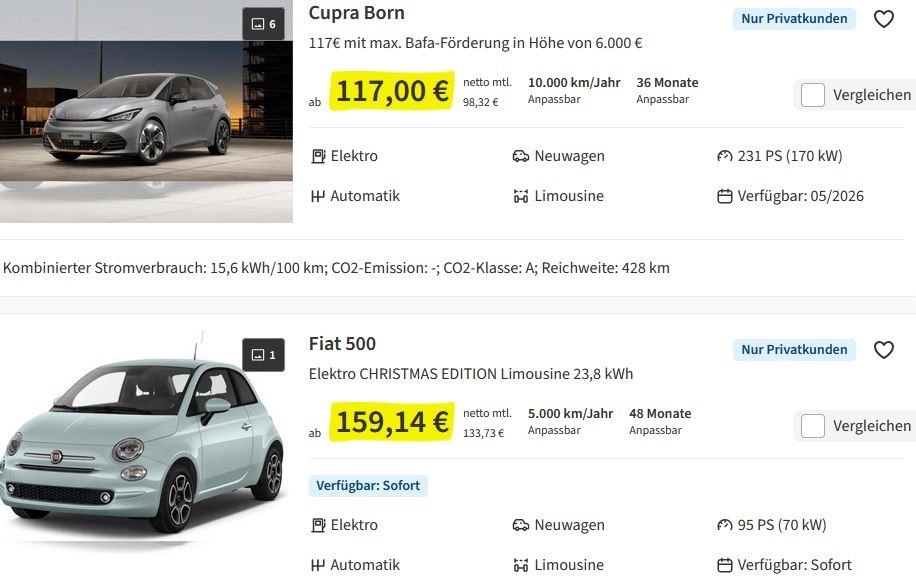 🔌🚗 HEFTIG‼️ E Autos effektiv GRATIS! z.B. Fiat 500e / Skoda Elroq 👉 dank 6.000€ Förderung