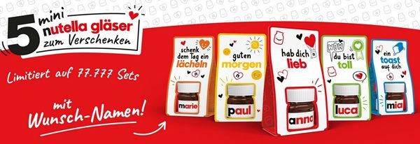 Mit dem Kauf von Nutella nutella mini Gläser gratis abfassen