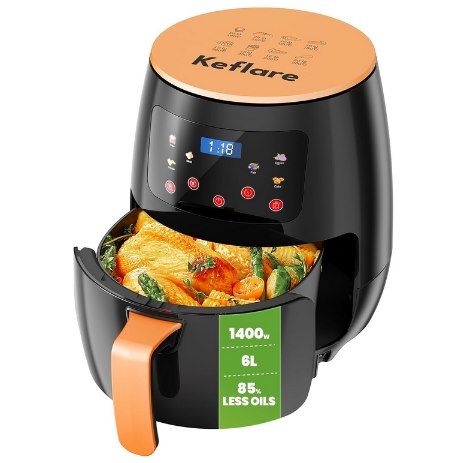 🍗 Keflare Heißluftfritteuse (6L) mit Touchscreen & 6 Programmen für 55,99€ (statt 70€)
