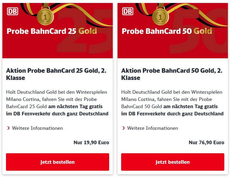 🚋🥇 DB: 3 Monate Probe BahnCard ab 19,90€ mtl. + Freifahrt bei Gold für 🇩🇪