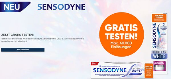 🦷 Sensodyne Clinical White oder Sensodyne Advanced White gratis ausprobieren