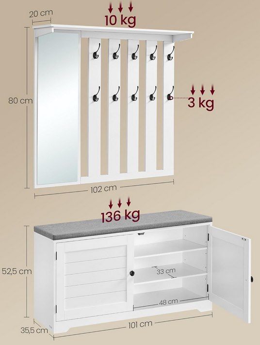 🪞 VASAGLE Schuhbank & Wandgarderobe Set für 74,99€ (statt 110€) 🪞 VASAGLE Schuhbank & Wandgarderobe Set für 74,99€ (statt 110€)