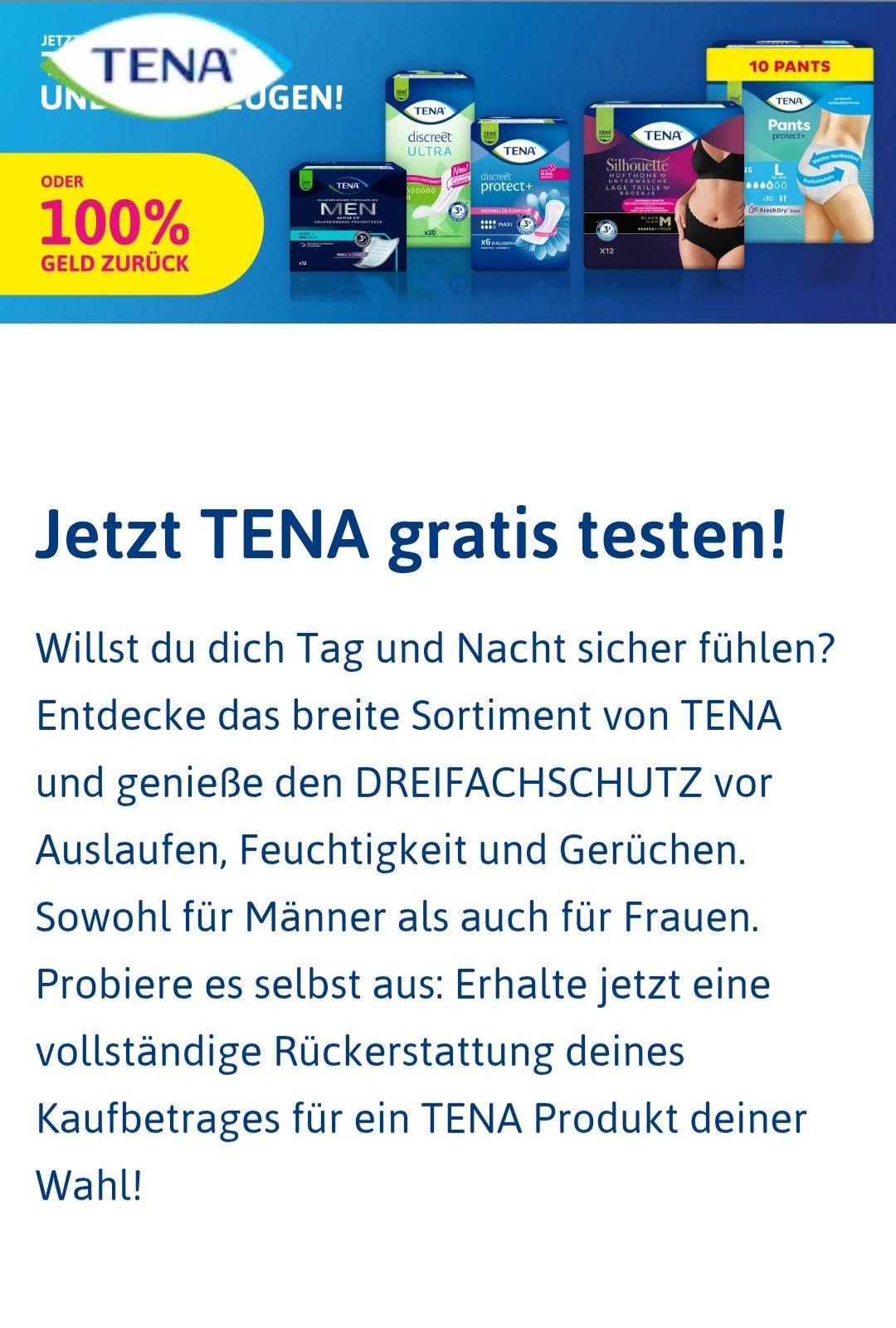 TENA gratis testen