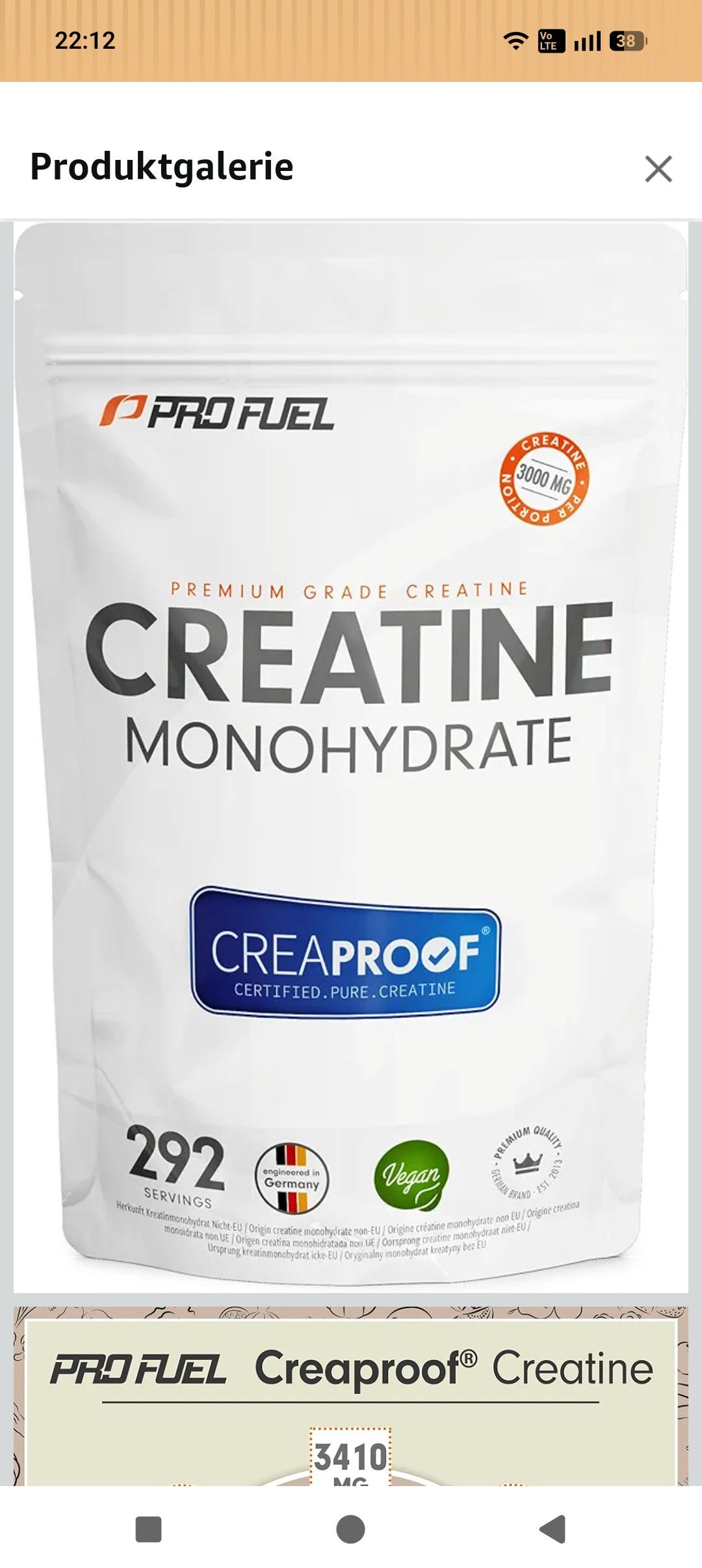 CREAPROOF® Creatin Monohydrat 1000g Beutel   Creatin mit erstklassiger Reinheit, durch unabhängige Laboranalysen bestätigt   Kreatin Monohydrat mit 3 g Creatin pro Portion   100% vegan