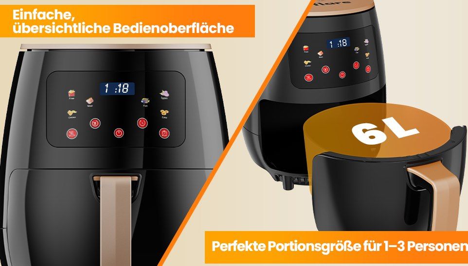 🍗 Keflare Heißluftfritteuse (6L) mit Touchscreen & 6 Programmen für 55,99€ (statt 70€) 🍗 Keflare Heißluftfritteuse (6L) mit Touchscreen & 6 Programmen für 55,99€ (statt 70€)