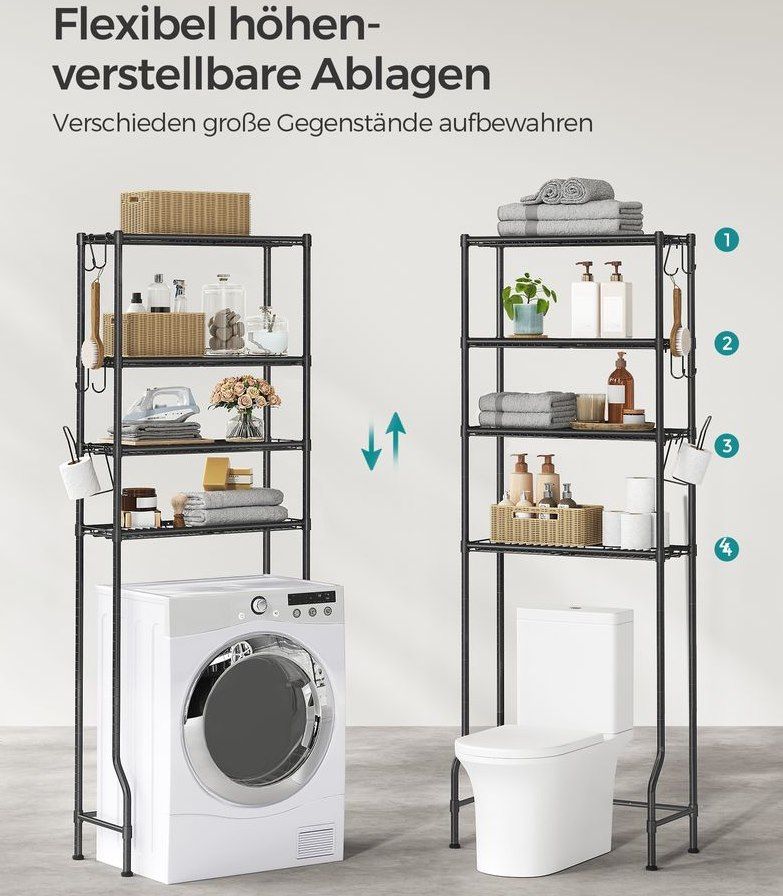 🧻 SONGMICS 4 stöckiges Toilettenregal mit Haken für 31,99€ (statt 40€)