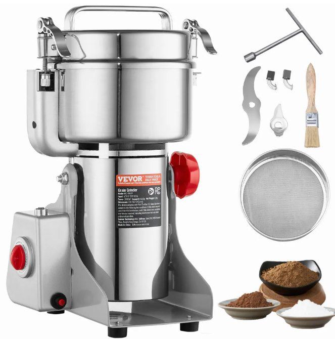 🌶️ VEVOR 3.000W elektr. Getreide- & Gewürzmühle (1kg) für 65,99€ (statt 86€)