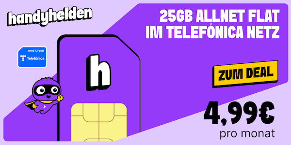 📱 o2 Allnet 25GB 5G für nur 4,99€ mtl.