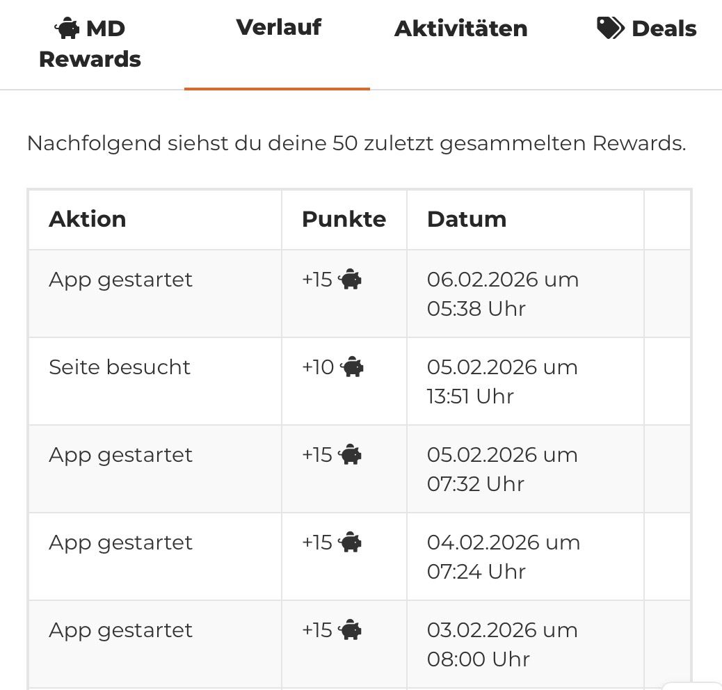 Anpassung 💵 MD Punkte für Auszahlung von Prämien