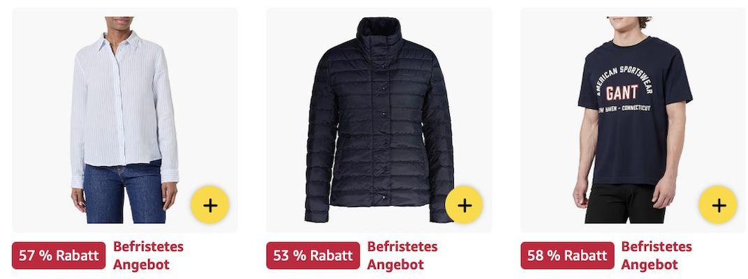 👔👖 Amazon: GANT Megasale   Pullover, Jacken, Hemden & mehr