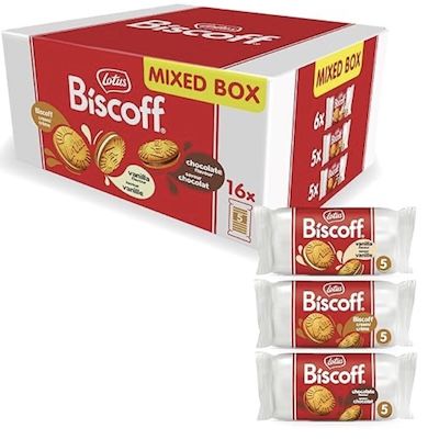 16 x 50g Lotus Biscoff Doppelkeks Variety Pack in 3 Sorten für 10€ (statt 12€)