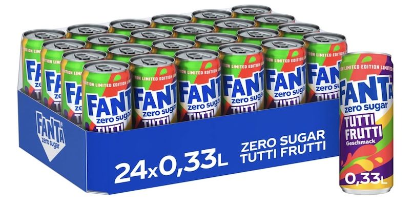 🥤 24x 330ml Zero Sugar Fanta Tutti Frutti ab 15,29€ (statt 26€)   0,64€ pro Dose