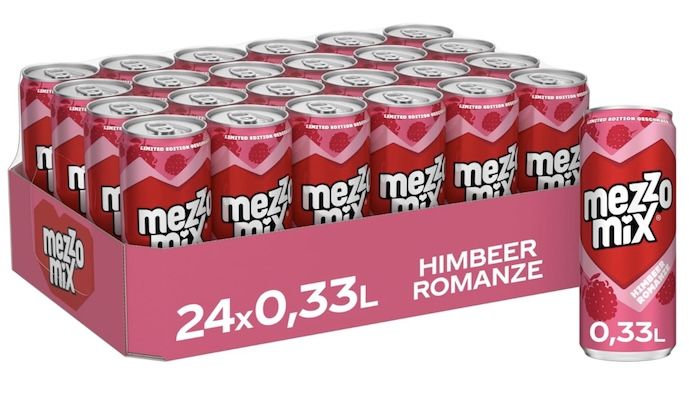 🍒 24x 330ml Mezzo Mix Himbeere   Cola Mix Getränk aus Cola & Himbeere für 16,99€ (statt 24€)