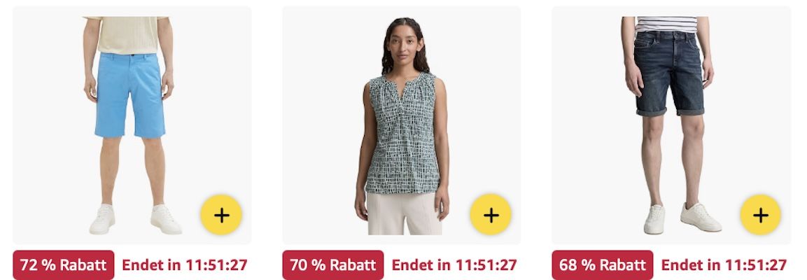 🔝👖🧦 Amazon: TOM TAILOR Sale – Jeans, T Shirts, Socken & mehr