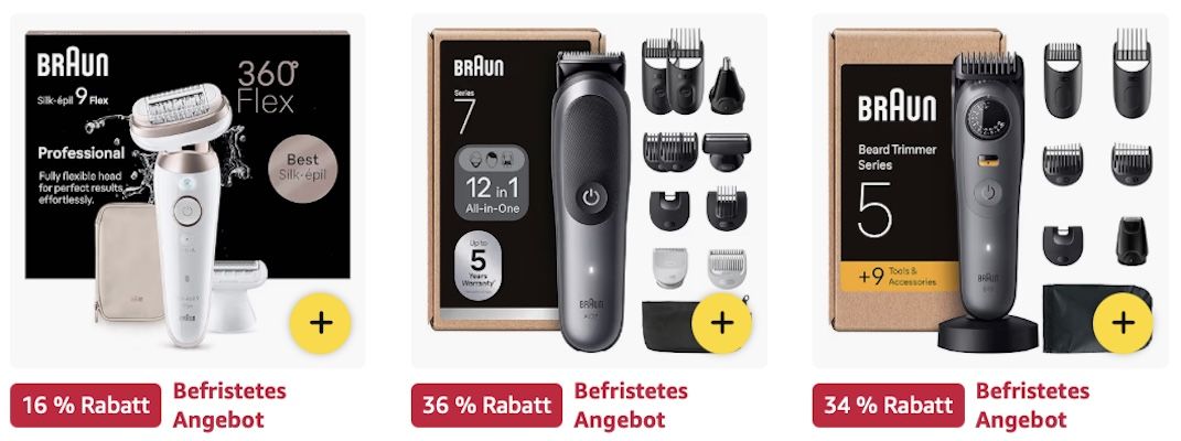🤎 Amazon: BRAUN Sale – Mixer, Kontaktgrill & mehr z.B. Bartschneider für 56€ (statt 67€)