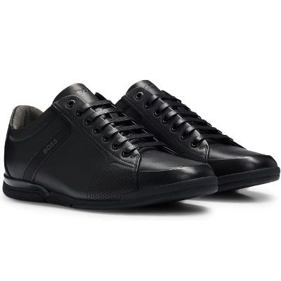 🧨 BOSS Herren Saturn Lowp Ledersneakers in Schwarz für 85€ (statt 129€)