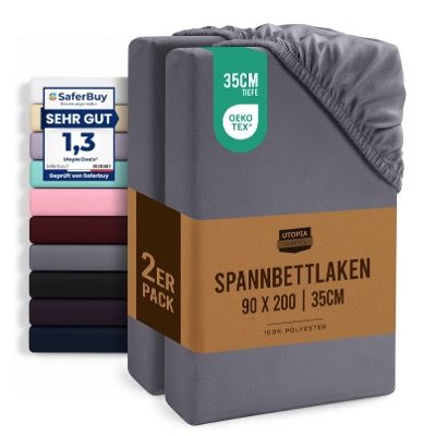 🛏️💨 2x Utopia Bedding Spannbettlaken 90x200cm in Grau für 12,99€ (statt 20€)