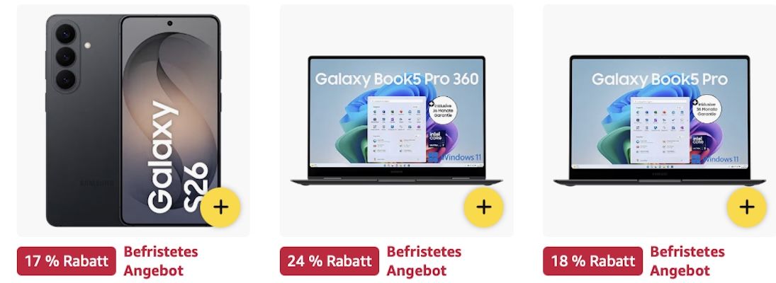 💻⌚️📲 Amazon: Samsung im Sale z.B. Galaxy Book5 Pro AI-Laptop für 1.204€ (statt 1.350€) 💻⌚️📲 Amazon: Samsung im Sale z.B. Galaxy Book5 Pro AI Laptop für 1.204€ (statt 1.350€)