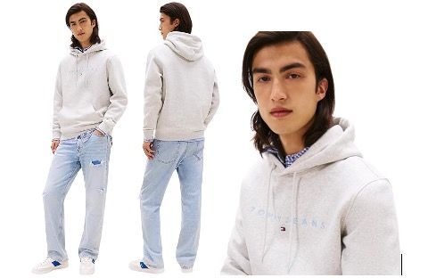 👕 Tommy Jeans Regular Linear Logo Hoodie in Grau für 43,48€ (statt 64€)