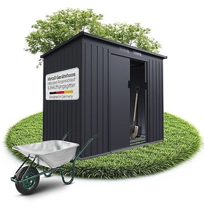 🏠 Juskys Metall-Geräteschuppen 218x132x174cm in Dunkelgrau für 155,94€ (statt 180€)