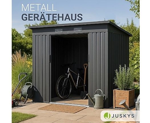 🏠 Juskys Metall Geräteschuppen 218x132x174cm in Dunkelgrau für 155,94€ (statt 180€)