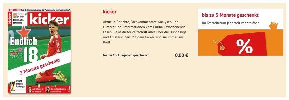 ⚽ 13 Ausgaben vom Kicker Abo direkt komplett gratis (statt normal 74€)