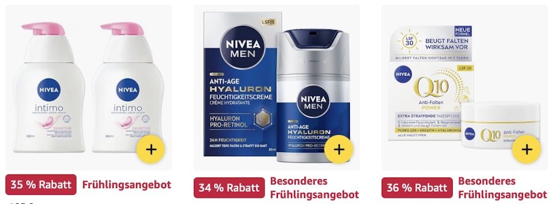 🔝🧴 Amazon: NIVEA Mega Frühlings Sale z.B. Anti Age Hyaluron Feuchtigkeitscreme für 8€ (statt 13€)