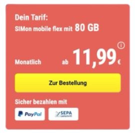 🔥 SIMon mobile: Vodafone Allnet Flat inkl. 80GB 5G für 11,99€ mtl.   monatlich kündbar