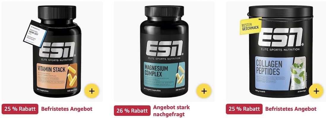 🏋️💪🏻 Amazon: ESN Sale   Protein Pulver, Omega 3 Kapseln etc. z.B. 120 Zinkkapseln ab 7€ (statt 14€)