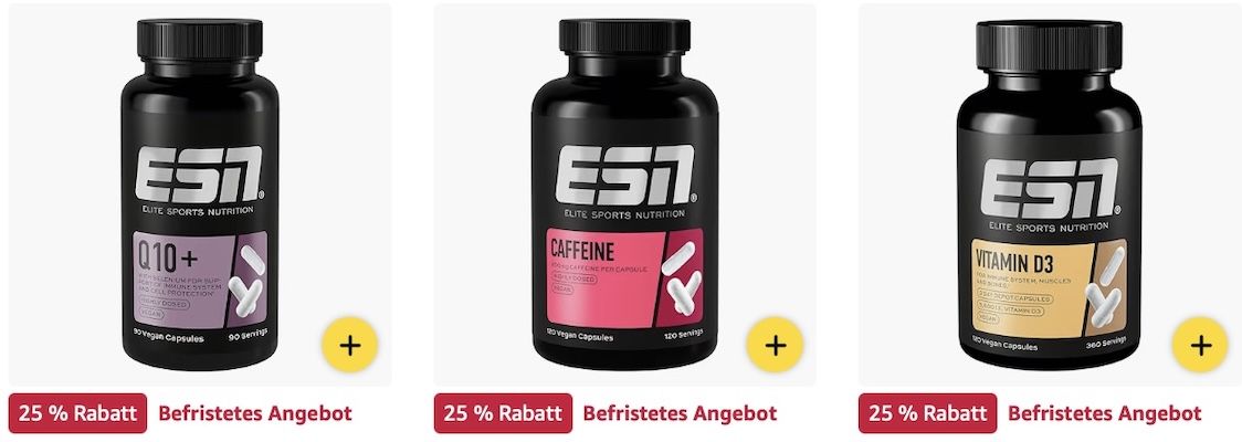 🏋️💪🏻 Amazon: ESN Sale   Protein Pulver, Omega 3 Kapseln etc. z.B. 120 Zinkkapseln ab 7€ (statt 14€)