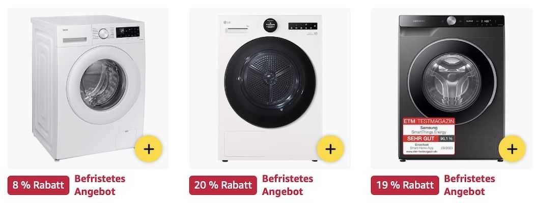 🔝🧺 Amazon: Waschmaschinen & Trockner im Sale z.B. LG Waschmaschine mit 9kg für 499€ (statt 588€)