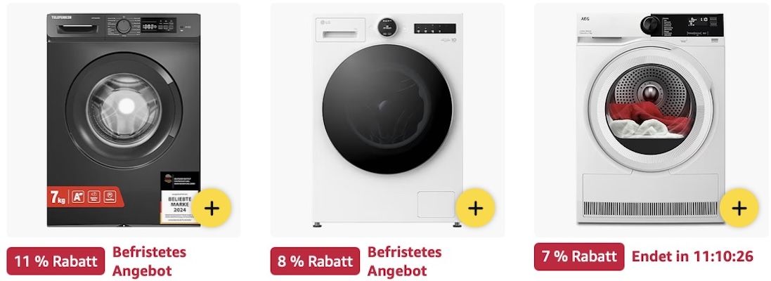 🔝🧺 Amazon: Waschmaschinen & Trockner im Sale z.B. LG Waschmaschine mit 9kg für 499€ (statt 588€) 🔝🧺 Amazon: Waschmaschinen & Trockner im Sale z.B. LG Waschmaschine mit 9kg für 499€ (statt 588€)