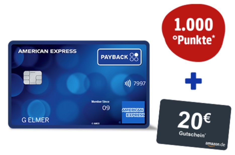 🔥 Payback American Express Kreditkarte dauerhaft kostenlos 🧨 1.000 Punkte (10€) + 20€ Amazon