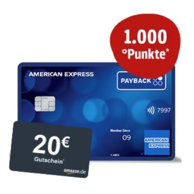 🔥 Payback American Express Kreditkarte dauerhaft kostenlos 🧨 1.000 Punkte (10€) + 20€ Amazon