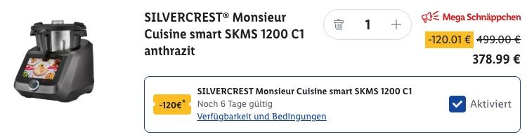 Letzte Chance: 👨‍🍳 Monsieur Cuisine Smart Küchenmaschine in beiden Farben 🧨 für 379€ (statt 499€)