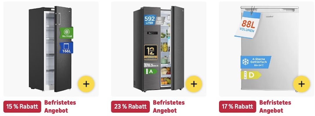 🥶 Amazon: Kühl  & Gefrierschränke Sale z.B. Comfee Side by Side mit 553L für 500€ (statt 590€)