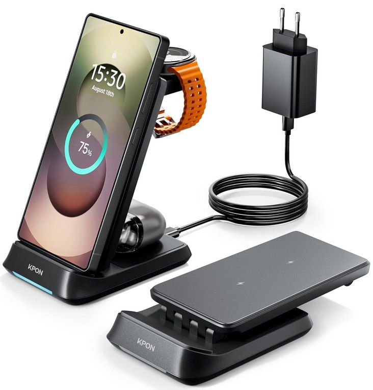 🔋 KPON 3in1 kabellose Ladestation für Smartphones &  Watches für 17,99€ (statt 30€)