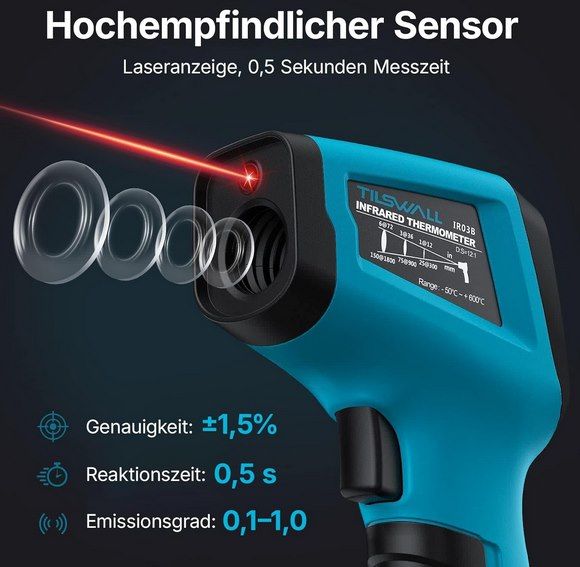 🌡️ Tilswall Infrarot Thermometer -50°C bis 600°C für 15,99€ (statt 24€) 🌡️ Tilswall Infrarot Thermometer 50°C bis 600°C für 15,99€ (statt 24€)