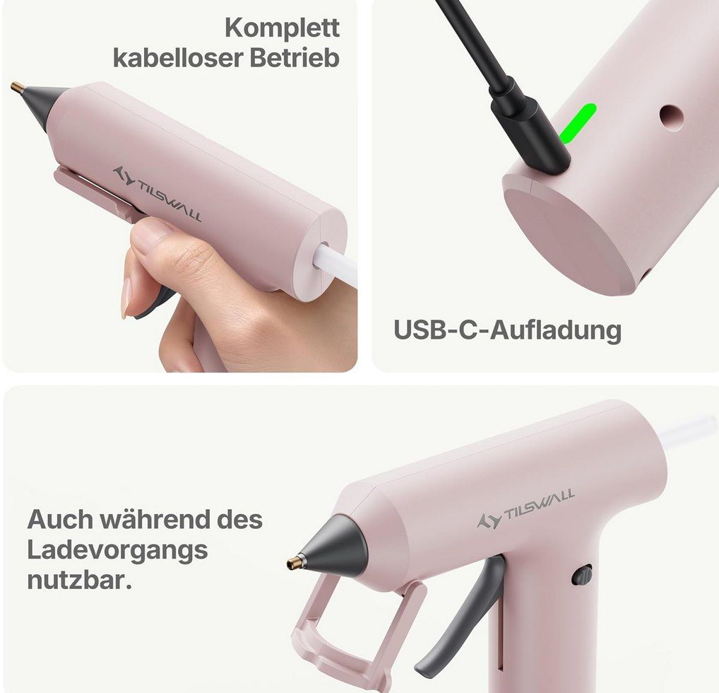 🔫 Tilswall Akku Heißklebepistole inkl. 20 Klebestifte für 12,99€ (statt 20€)