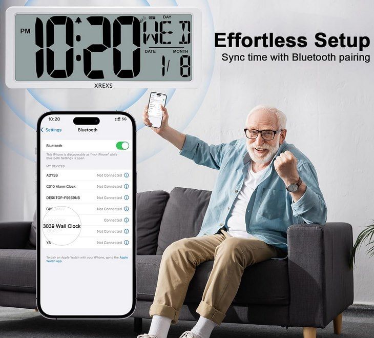 ⏰ XREXS LED Digitaluhr (34cm) mit Bluetooth für 19,99€ (statt 26€)