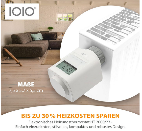 🔥🔥 5x IOIO HT 2000 elektronischer Heizkörperthermostat für 49,99€ (statt 90€)